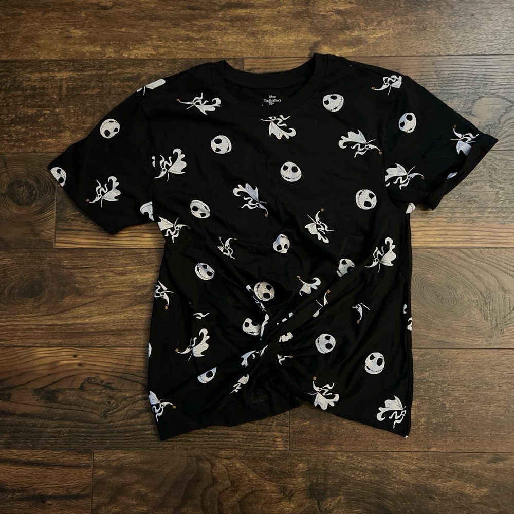 Disney Black T-Shirt with White Nightmare Before Christmas Print